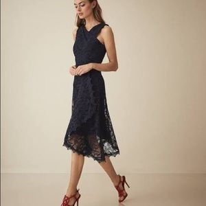 NWT Reiss Rayna Wrap Front Lace Midi Dress, size6